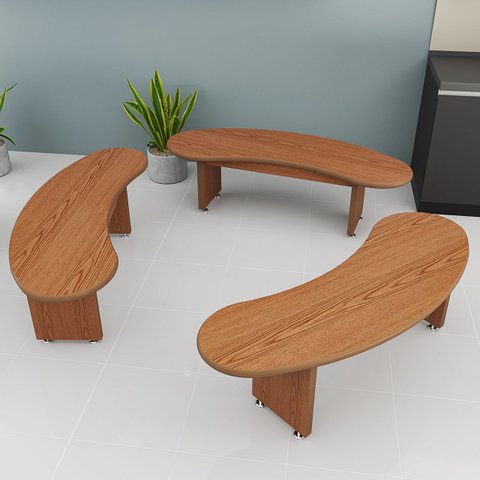 Conjunto 3 Bancos Decorativos Curvos Mdf para Sala Varandas