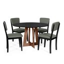 Ver imagem 1 de Mesa de Jantar Redonda Montreal Pret/nor com 4 Cadeiras Estofadas Ella Preto/cinza