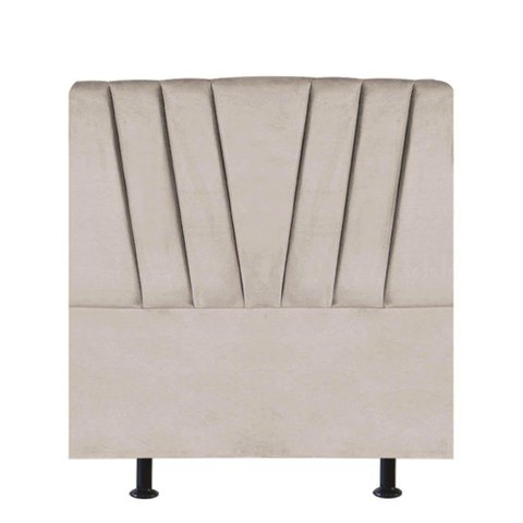 Cabeceira Estofada 100Cm Solteiro Cama Box Corino Bege