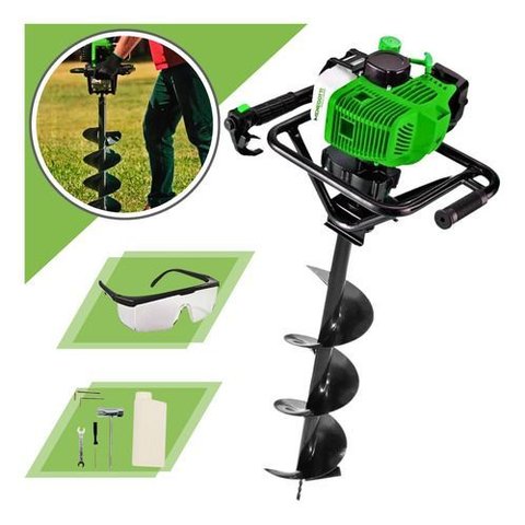 Perfurador de Solo Profissional Menegotti Mps52 Broca 80x20cm Motor a Gasolina 2 Tempos 52cc 1,95hp