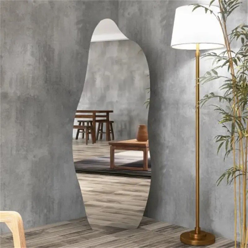 Espelho Grande Moderno Corpo Inteiro Lapidado Orgânico Decorativo 170x70cm Luxo