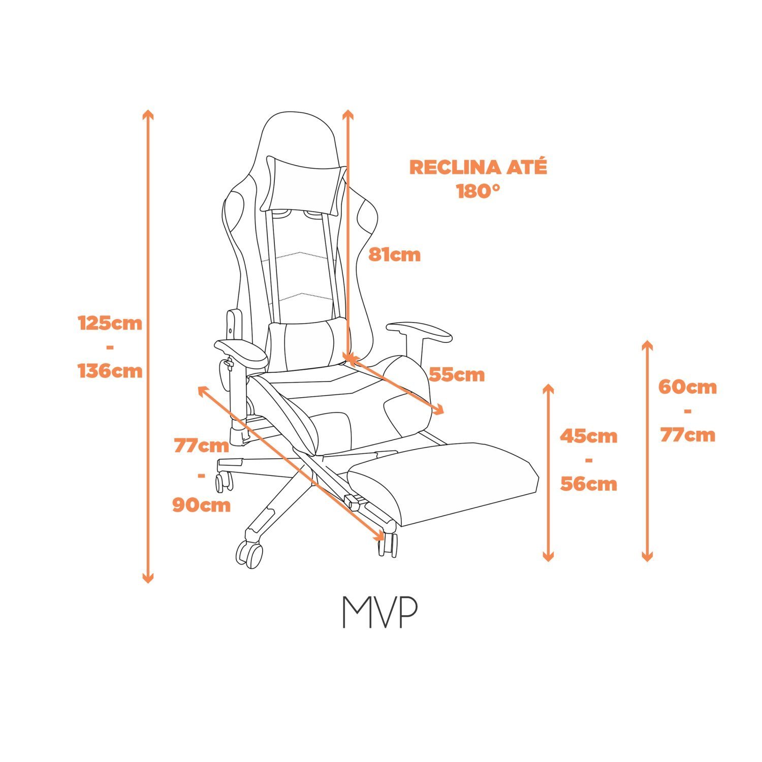 Cadeira Gamer Giratória Regulavel Em Couro Mvp  - 3