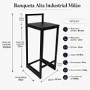 Ver imagem 3 de Banqueta Alta Bistrô Ferro e Madeira Milão Cor Preto - Kmj