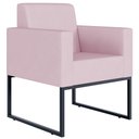 Ver imagem 5 de Kit 2 Poltronas Decorativas para Sala Recepção Base Fixa de Metal Helô L02 Suede Rosê - Lyam