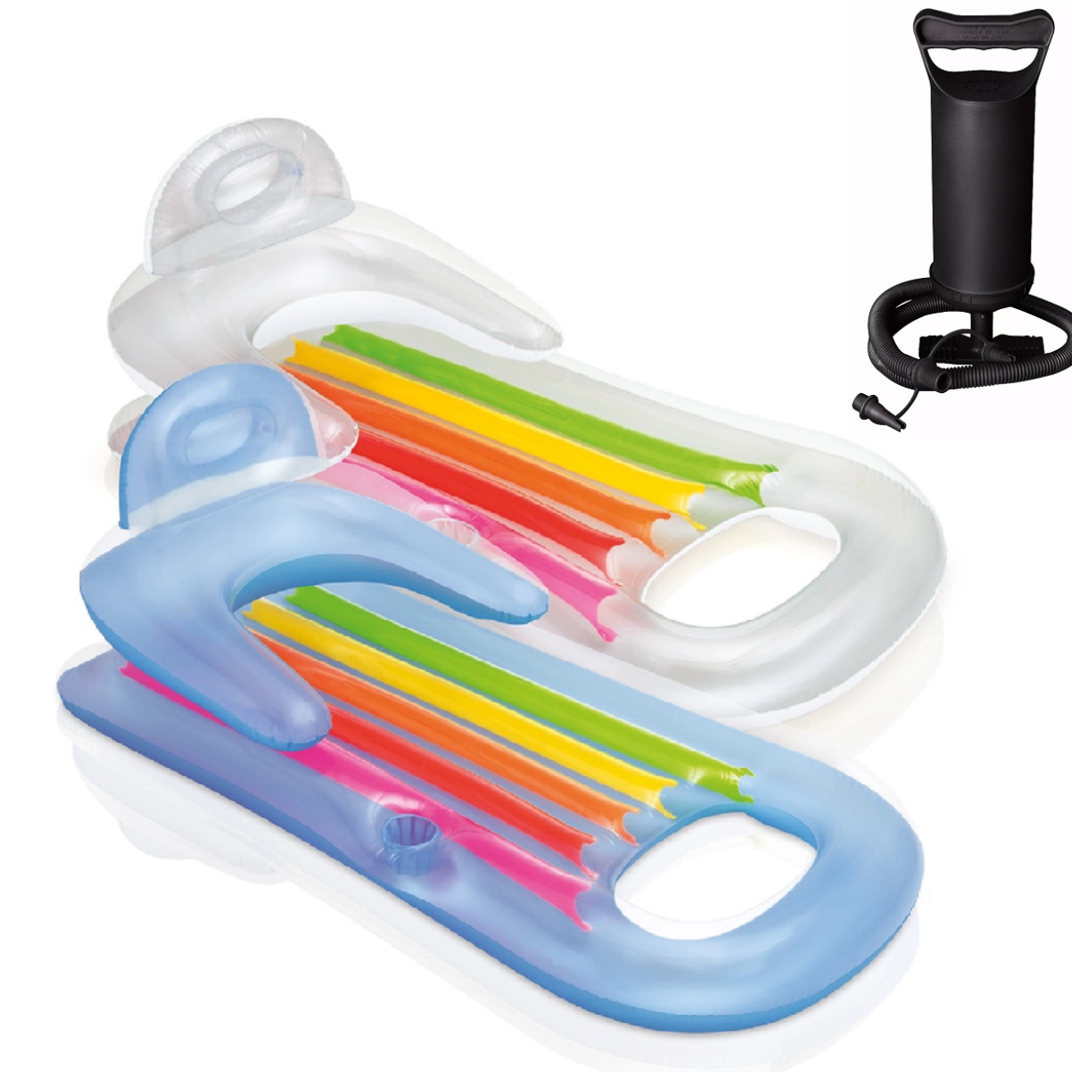 Colchão Bronzeador Inflável Intex 160x85cm até 100kg + Bomba Ar Manual Cor:azul - 10