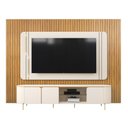 Ver imagem 4 de Painel Ripado Trento + Bancada e Painel Ariana para Tv até 75 Polegadas Off White Cedro Dj Móveis