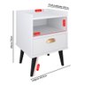 Jogo 2 Mesa de Cabeceira Compacta Mesinha Gaveta Nicho Canto Lateral Cama Quarto Casal - Branco - 5