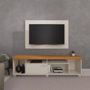 Ver imagem 1 de Rack com Painel para TV 65 Polegadas Tomaz 182cm MDP Cinamomo e Off White Madetec Móveis