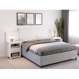 Cabeceira Ajustável para Cama Box com Criados Laterais: Cor Branco