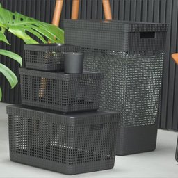 Cesto de Roupa Suja Tampa Grid 49l Organizador Área Serviço - 3