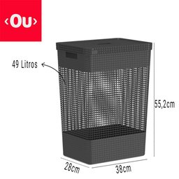 Cesto de Roupa Suja Tampa Grid 49l Organizador Área Serviço - 8