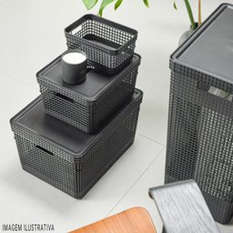 Cesto de Roupa Suja Tampa Grid 49l Organizador Área Serviço - 4