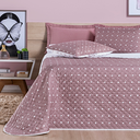 Ver imagem 1 de Conjunto Cama King Size Colcha Romance 200 Fios Super Elegante Petit Poá:rose