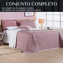 Ver imagem 6 de Conjunto Cama King Size Colcha Romance 200 Fios Super Elegante Petit Poá:rose
