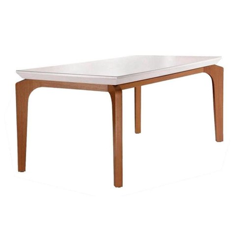 Mesa de Sala Jantar Londrina C/tampo Madeirado Vidro Canto Reto 180x90cm Imbuia - Rufato