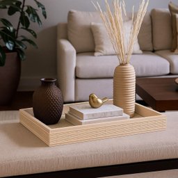 Bandeja Madeira com Sisal Bambu Bege 37,5 X 23,5cm Wolff - 3