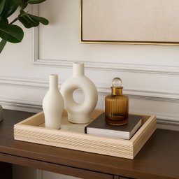 Bandeja Madeira com Sisal Bambu Bege 37,5 X 23,5cm Wolff - 2