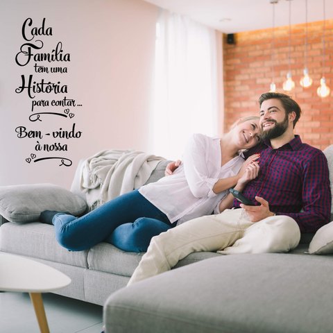 Adesivo Frase Cada Família Tem Uma História Hall Entrada Apartamento Kanto Store Adesivo de Parede P