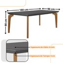 Ver imagem 3 de Mesa para Sala de Jantar Liz 180cm em Mdf e Vidro Canto Reto