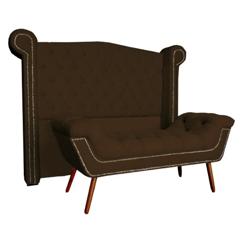 Conjunto Sienna Cabeceira e Recamier Queen 160 Cm Suede Marrom - LM DECOR