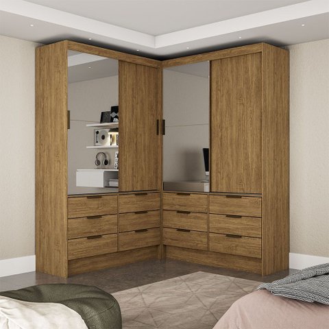 Closet Casal Duplo Sevilha 4 Portas Plus 12 Gavetas Carioca Móveis