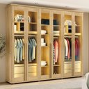 Ver imagem 1 de Guarda-Roupa Casal 6 Portas com Vidro Reflecta e LED 4 Gavetas Internas 3 Maleiros Royal Marrom/Cinamomo