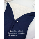 Ver imagem 4 de Saco Porta Bebê Percal e Sherpa com Zíper e Botão Hipoalergenico: Azul Marinho