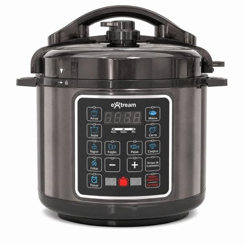 Panela de Pressão Elétrica Extream Smartcook Pro 6L 1000W Preto 220V