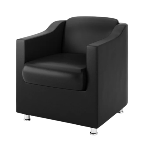 Poltrona Decorativa Reforçada Recepção Clinica Salão Courino Preto