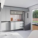 Ver imagem 1 de Cozinha Planejada 5 Peças 3 Aéreos 1 Balcão 1 Paneleiro Nara CabeCasa MadeiraOriginals Cinza