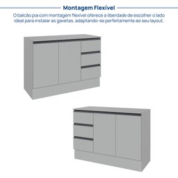 Cozinha Modulada 5 Peças 3 Aéreos 1 Balcão 1 Paneleiro Nara Cabecasa Madeiramadeira - 12