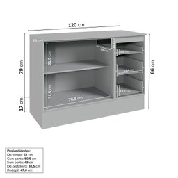 Cozinha Modulada 5 Peças 3 Aéreos 1 Balcão 1 Paneleiro Nara Cabecasa Madeiramadeira - 11