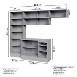 Cozinha Modulada 5 Peças 3 Aéreos 1 Balcão 1 Paneleiro Nara Cabecasa Madeiramadeira - 4