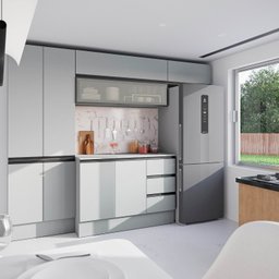 Cozinha Modulada 5 Peças 3 Aéreos 1 Balcão 1 Paneleiro Nara Cabecasa Madeiramadeira - 2