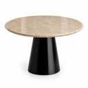Ver imagem 1 de Mesa de Jantar Cone Redondo 110 cm Tampo Mármore Travertino Base Laca Preta