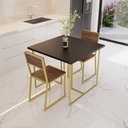Ver imagem 1 de Conjunto Mesa de Jantar Quadrada Preta 2 Cadeiras Imbuia Riviera Industrial Dourado Don Castro Decor