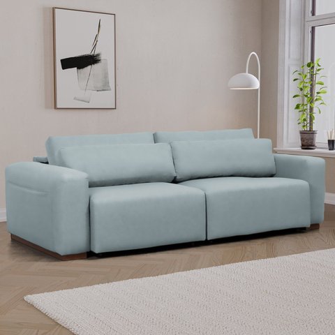 Sofá Retrátil 4 Lugares 240cm Essense CabeCasa MadeiraOriginals Verde