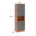 Ver imagem 2 de Torre para 1 Forno para Cozinha 4 Portas 70cm Cor:nogal com Cinza Titânio