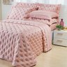 Kit Cobre Leito Colcha Super King 100% Algodão 400 Fios Acetinado Bordado 5 Peças Rosê e Fendi - 1
