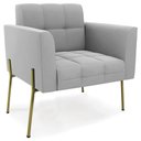 Ver imagem 5 de Poltrona para Sala Pé Metal Dourado Kit 2 Ana Suede Cinza - Ibiza