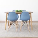 Ver imagem 2 de Conjunto Mesa Pés Madeira Maciça Tampo MDF Laminado com 4 Cadeiras Finlândia 120x75cm Azul/Bali/Marrom