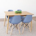 Ver imagem 1 de Conjunto Mesa Pés Madeira Maciça Tampo MDF Laminado com 4 Cadeiras Finlândia 120x75cm Azul/Bali/Marrom