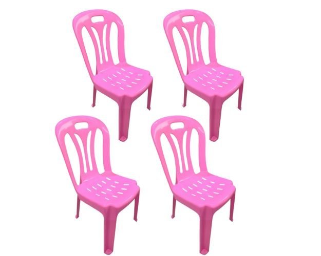 04 Cadeiras Infantil de Plástico para Estudar e Desenhar Rosa