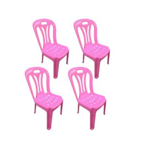 04 Cadeiras Infantil de Plástico para Estudar e Desenhar Rosa