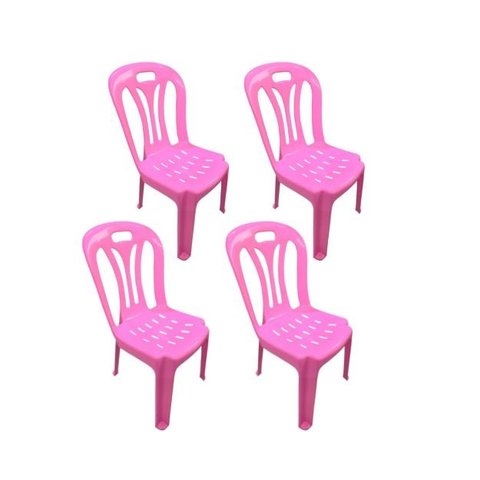 04 Cadeiras Infantil de Plástico para Estudar e Desenhar Rosa