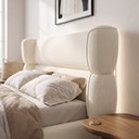 Ver imagem 4 de Cama Box Base Queen com Cabeceira Mochi 158x198 Estofada Orgânica Japonesa Linho Bege - Desk Design