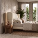 Ver imagem 3 de Cama Box Base Queen com Cabeceira Mochi 158x198 Estofada Orgânica Japonesa Linho Bege - Desk Design