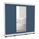 Ver imagem 2 de Roupeiro Madri 3 Portas de Correr com Espelho 217x213cm Azul/Branco 250831