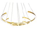 Ver imagem 1 de Lustre Pendente 3 Aneis Arco Perfil Luminaria Ajustavel 94W Dourado Sala de Estar Casa Sala de Janta