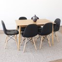 Ver imagem 1 de Conjunto Mesa Finlândia 120x73,5cm Tampo MDF com 6 Cadeiras Eiffel Botonê Preto/Marrom